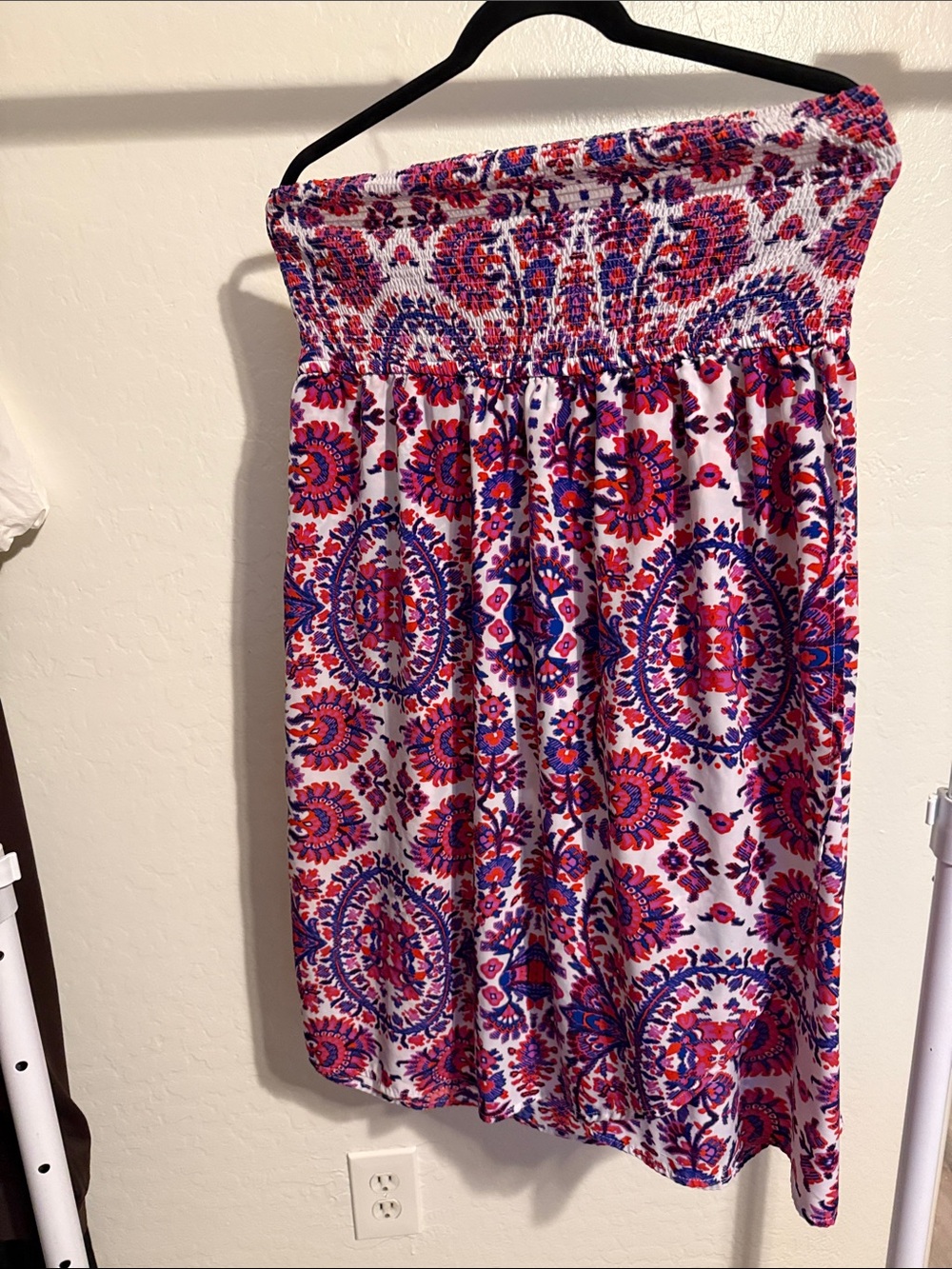 Lane Bryant Strapless Midi Dress in Pink & Purple Paisley